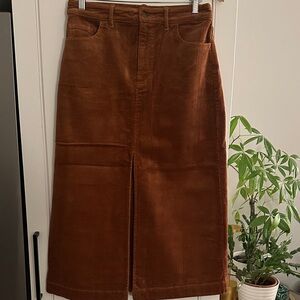 LOFT Rust Corduroy Midi Skirt
